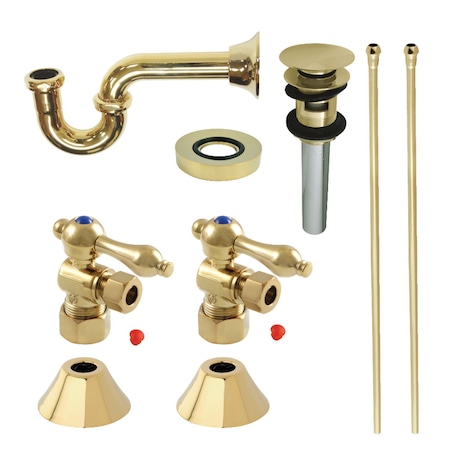 Kingston Brass CC53302VOKB30 Plumbing Sink Trim Kit with P-Trap and Overflow Drain, Polished Brass CC53302VOKB30